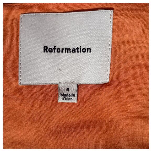 Reformation Maxi Dress Womens 4 Halter Neck Linen Orange - Picture 4 of 4